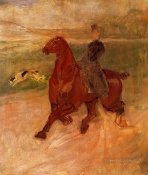 horse cats Painting - henri de toulouse lautrec horsewoman and dog